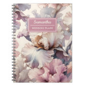 Elegante roze bloemenbruiloft schaven gepersonalis notitieboek (Voorkant)