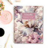 Elegante roze bloemenbruiloft schaven gepersonalis planner