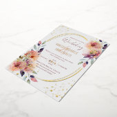 Elegante roze bloemenbruiloft Waterverf ovaal Folie Uitnodiging (Gedraaid)