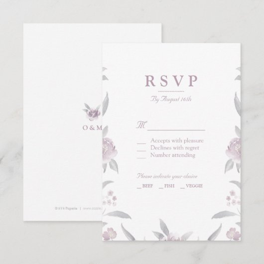 Elegante roze bloemenChinoiserie Bruiloft RSVP (Voorkant / Achterkant)