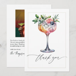Elegante Roze Bloemencocktail Bruidsdouche Foto Bedankkaart