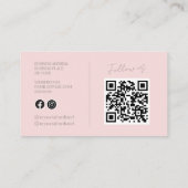 Elegante Roze Bloemencode QR Code Fotografie Visitekaartje (Achterkant)