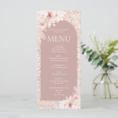 Elegante Roze Bloemendecoratie Menu Card (Staand voorkant)