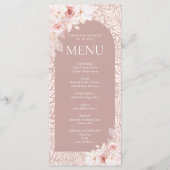 Elegante Roze Bloemendecoratie Menu Card (Voorkant)