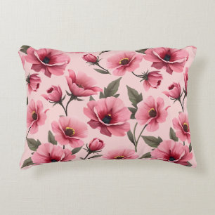 Elegante Roze Bloemendeken Hoes en Kussen Set