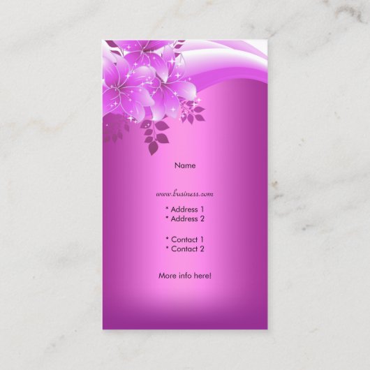 Elegante roze bloemendiamant visitekaartje (Achterkant)