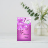 Elegante roze bloemendiamant visitekaartje (Staand voorkant)