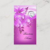 Elegante roze bloemendiamant visitekaartje (Voorkant)