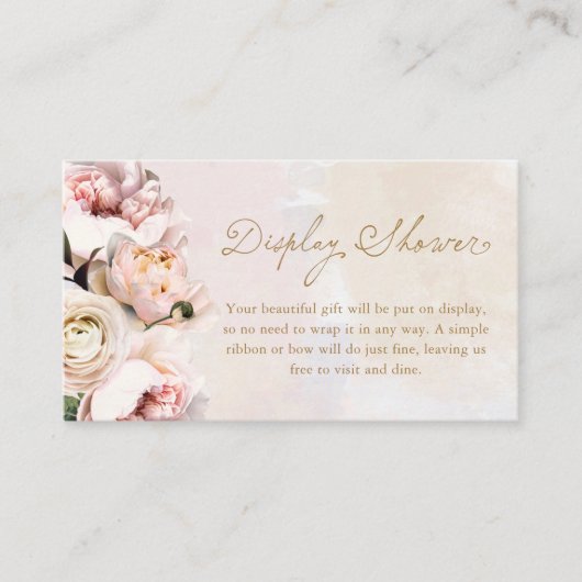 Elegante roze bloemendisplay douche informatiekaartje (Voorkant)