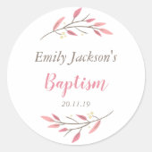 Elegante roze bloemendoop Sticker Labels (Voorkant)