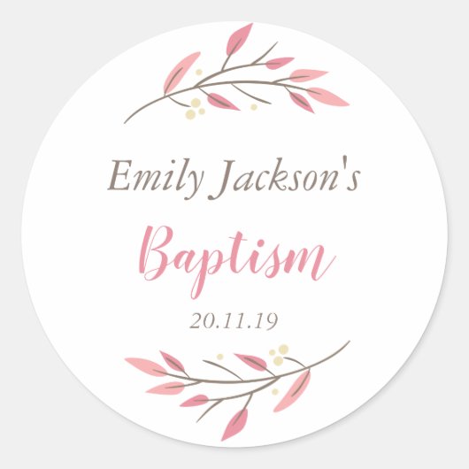 Elegante roze bloemendoop Sticker Labels (Voorkant)