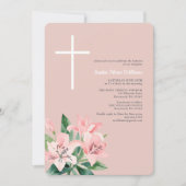 Elegante roze bloemendoop uitnodiging (Voorkant)