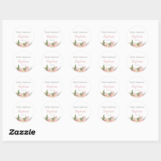 Elegante roze bloemendoop Waterverf Sticker (Vel)