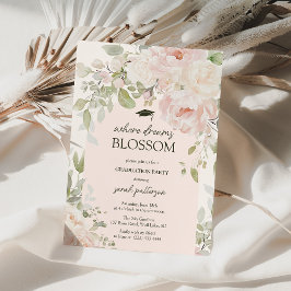 Elegante Roze Bloemenge Graduatiefuif Kaart