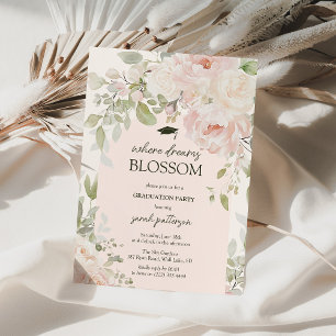 Elegante Roze Bloemenge Graduatiefuif Kaart