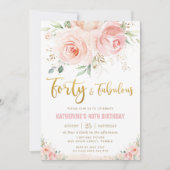 Elegante Roze Bloemengoud 40 en Fabulous Kaart (Voorkant)