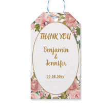 Elegante roze bloemengroen bruiloft dank u