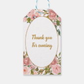 Elegante roze bloemengroen bruiloft dank u cadeaulabel (Achterkant)