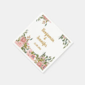 Elegante roze bloemengroen en gouden bruiloft servet (Hoek)