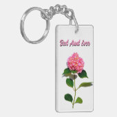 Elegante roze bloemenhortensia beste tante sleutelhanger (Voorkant Links)