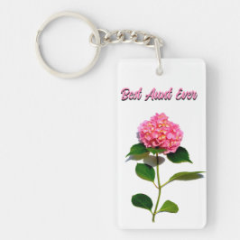 Elegante roze bloemenhortensia beste tante sleutelhanger
