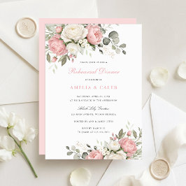 Elegante Roze Bloemenhuwelijksprobediner Kaart