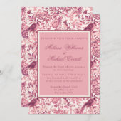 Elegante  roze bloemenkool Fleurie bruiloft Kaart (Voorkant / Achterkant)