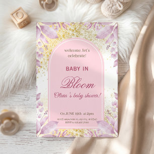 Elegante Roze Bloemenkraamfeest Kaart