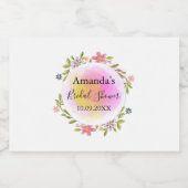 Elegante Roze Bloemenkrans Bruidsdouche Sparkling Wijnetiket (Enkel label)