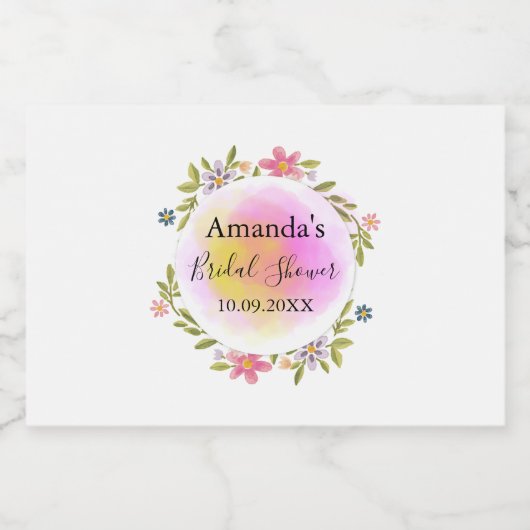 Elegante Roze Bloemenkrans Bruidsdouche Sparkling Wijnetiket (Enkel label)