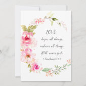 Elegante roze bloemenkrans Christelijke bruiloft Kaart (Achterkant)