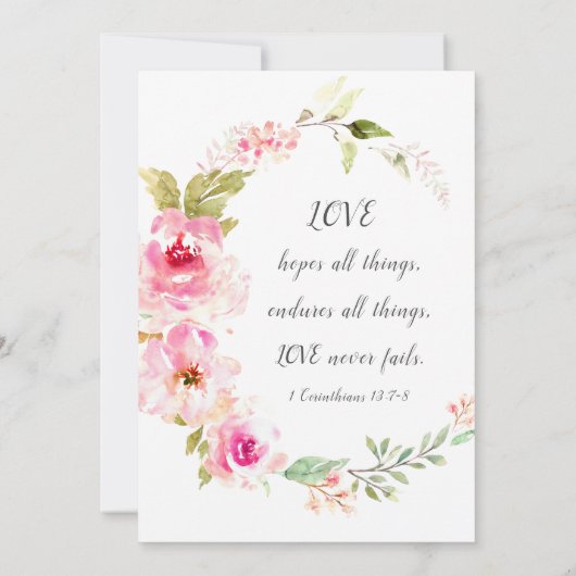 Elegante roze bloemenkrans Christelijke bruiloft Kaart (Achterkant)