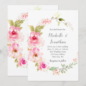 Elegante roze bloemenkrans Christelijke bruiloft Kaart (Voorkant / Achterkant)
