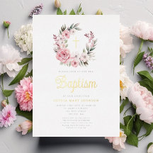 Elegante roze bloemenkrans meisje doop goud