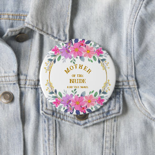 Elegante Roze Bloemenkrans Moeder van de Bruid Ronde Button 4,0 Cm