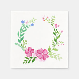 Elegante roze bloemenkrans papier servet