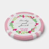 Elegante roze bloemenkrans witte bruiloft poker chips (Enkel)