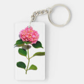 Elegante roze bloemenkroon roze hortensia sleutelhanger (achterkant)