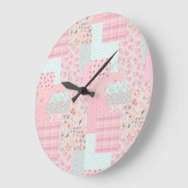 Elegante Roze Bloemenkunst Wandklok | Zachte Roze 