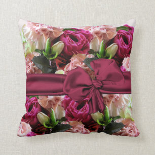 Elegante roze bloemenkussen kussen