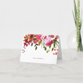 Elegante roze bloemenleraar bedankkaart
