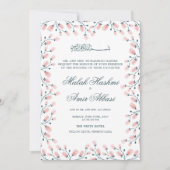 Elegante roze bloemenmoslim bruiloft kaart (Voorkant)