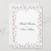Elegante roze bloemenmoslim bruiloft kaart (Achterkant)