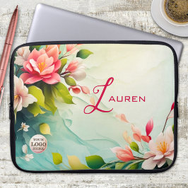 Elegante roze bloemenontwerp laptophoes laptop sleeve