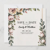 Elegante roze bloemenontwerper Bewaar de datum Save The Date (Voorkant)
