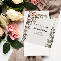 Elegante roze bloemenontwerper Bewaar de datum