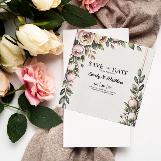 Elegante roze bloemenontwerper Bewaar de datum Save The Date