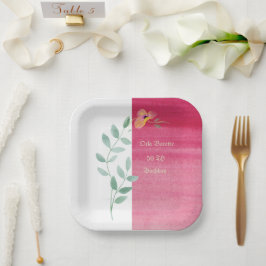 Elegante Roze bloemenpapier borden Papieren Bordje