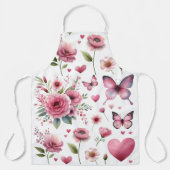 Elegante roze bloemenprint schort (Voorkant)