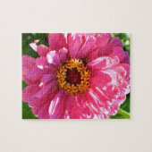 Elegante roze bloemenretro roze madeliefje legpuzzel (Horizontaal)